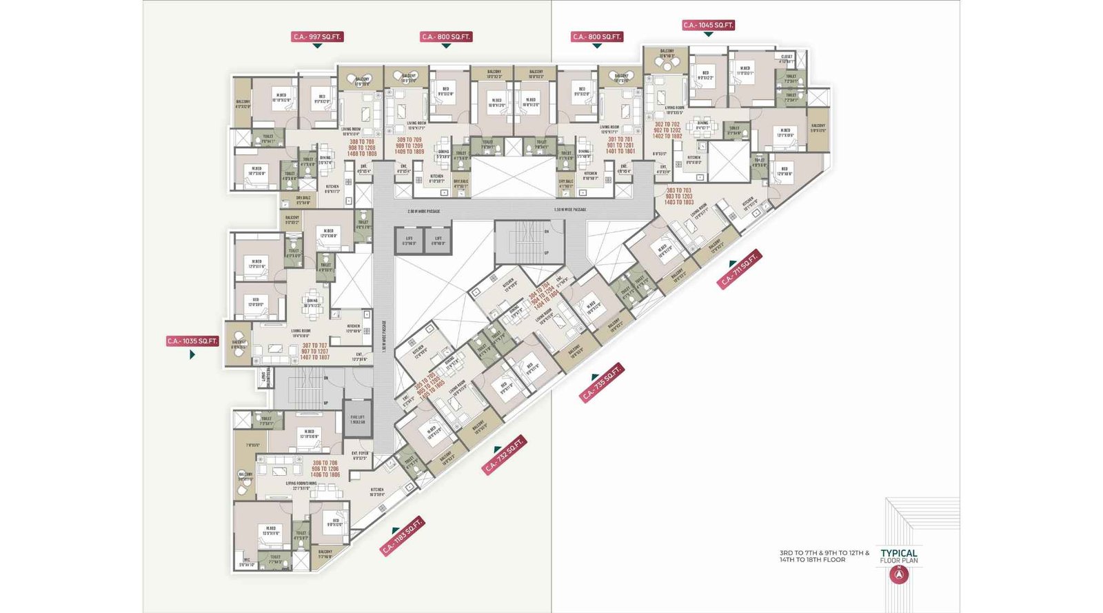 Keshav-Tathastu-Aura-Typical-Floor-Plan-3rd-to-18th
